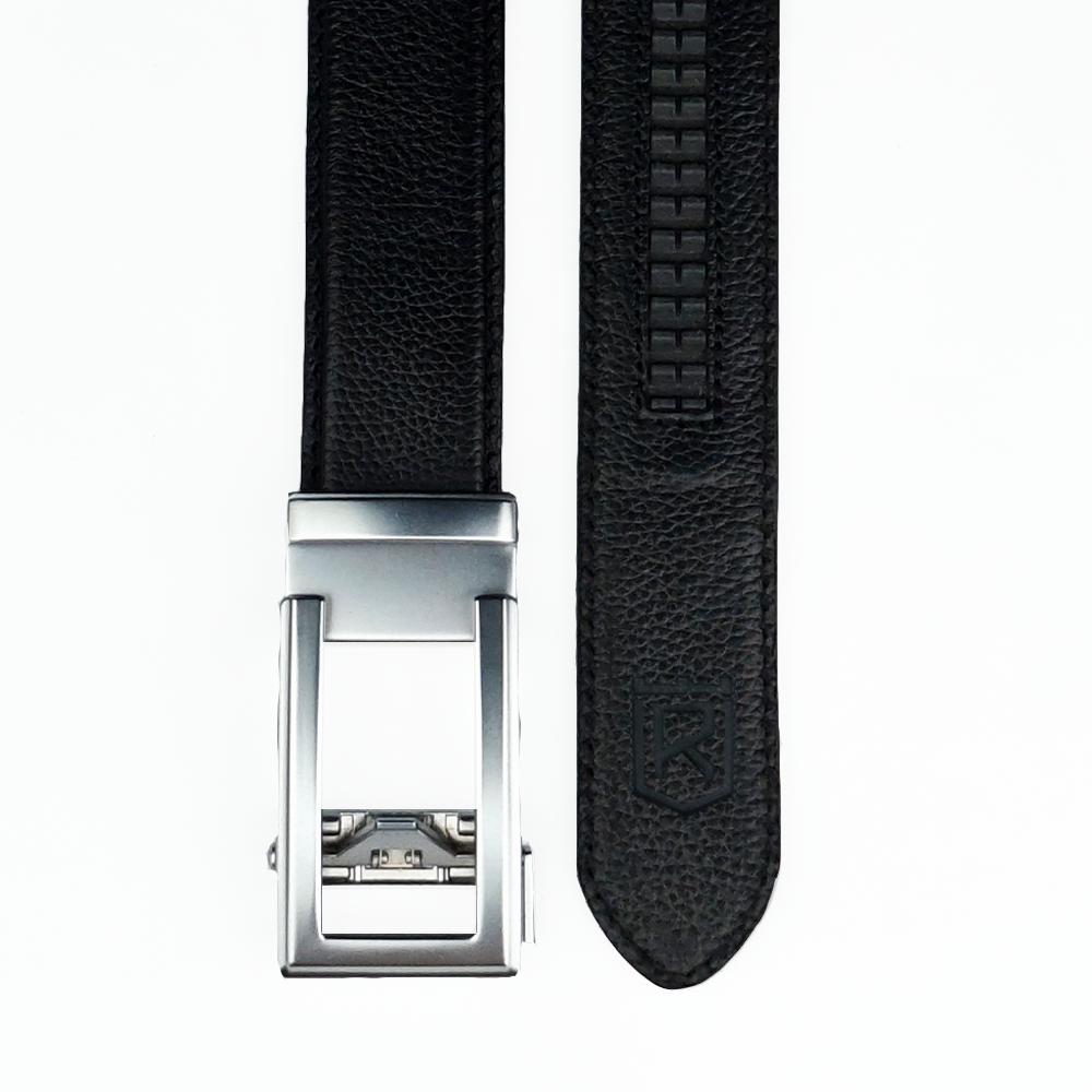 Classic Silver Top Grain No-Hole Leather Belt – Retrofit