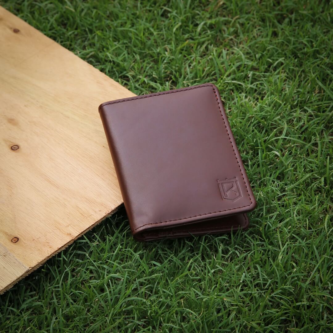 Brown Bi-Fold Card Holder Leather Wallet