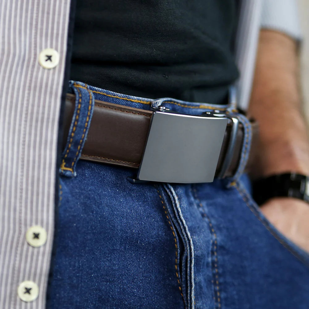 Luxury Men’s No Hole Leather Belt in Pakistan, Automatic Micro Adjustable leather belts