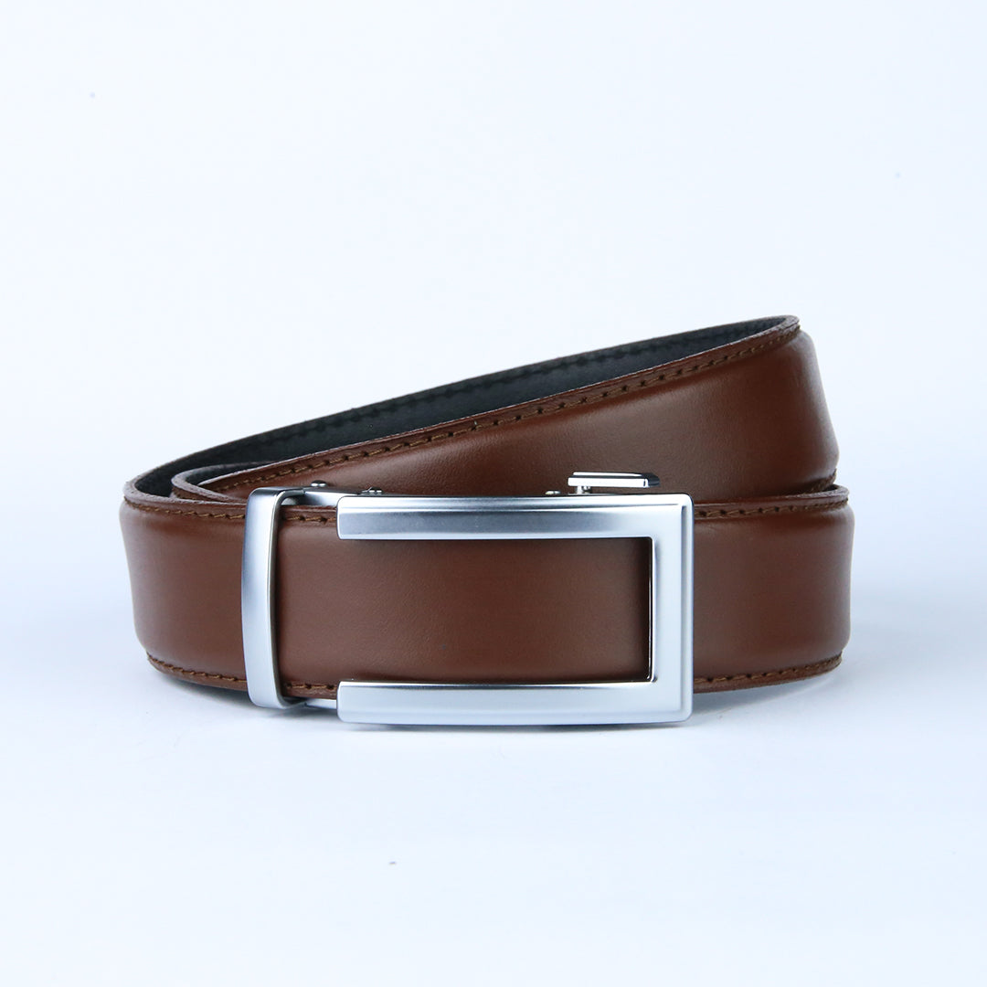 Classic Silver - Top Grain No-Hole Leather Belt