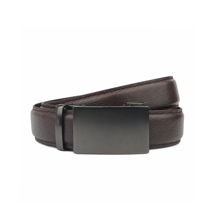 Gun Metal Brown Pattern - Top Grain No Hole Leather Belt
