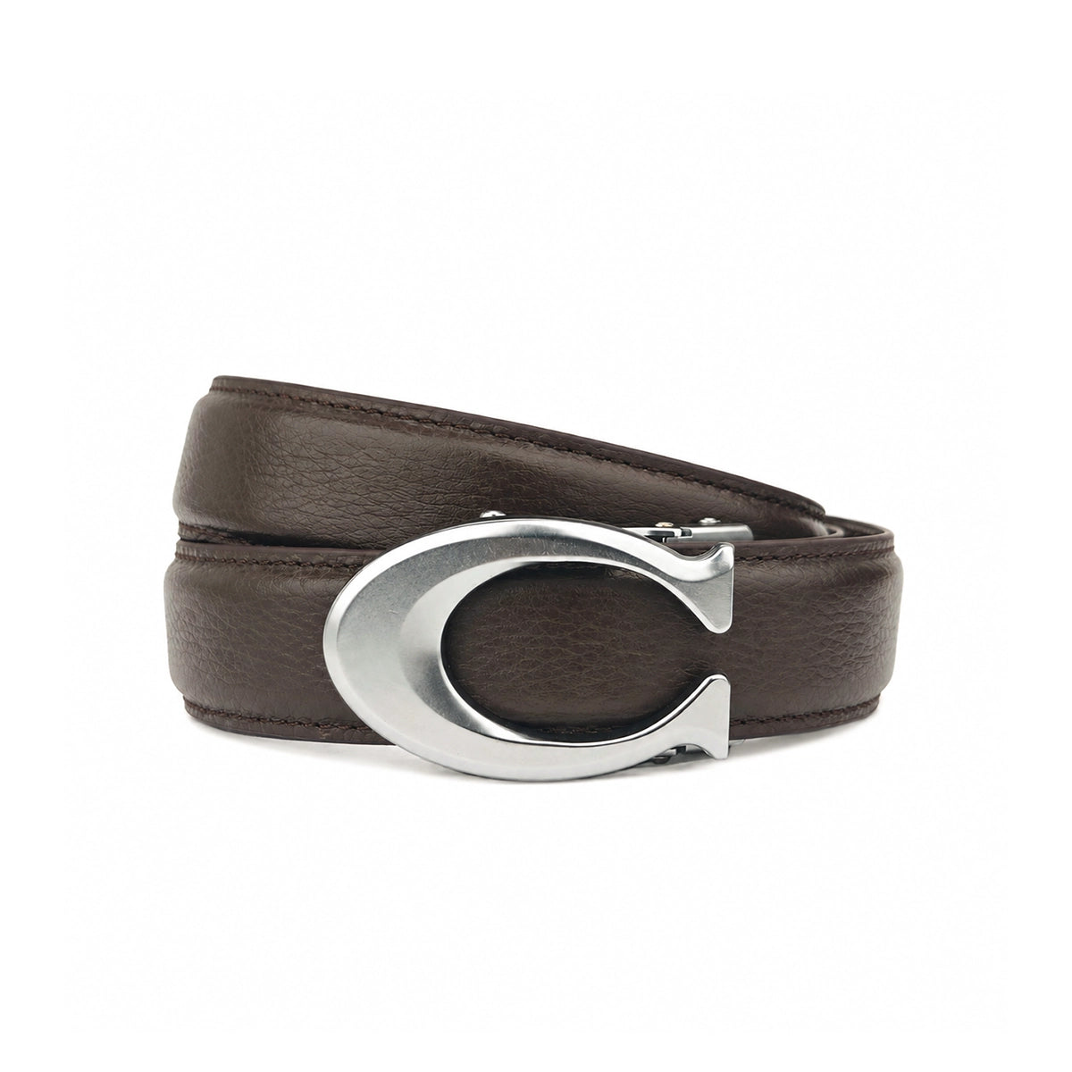 Curvy Silver- Top Grain No Hole Leather Belt