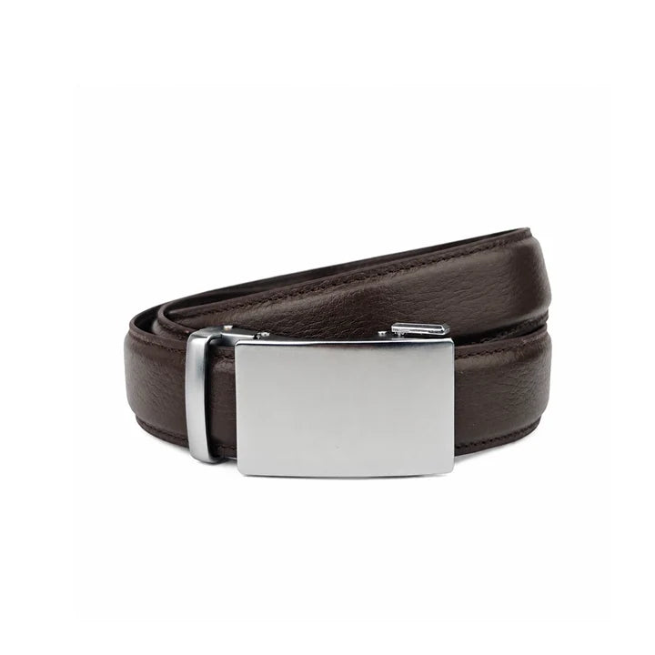 Alloy Brown Pattern - Top Grain No Hole Leather Belt