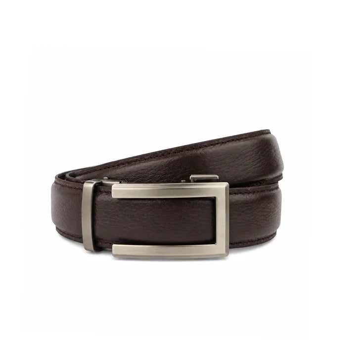 Classic Champagne Brown Pattern - Top Grain No Hole Leather Belt