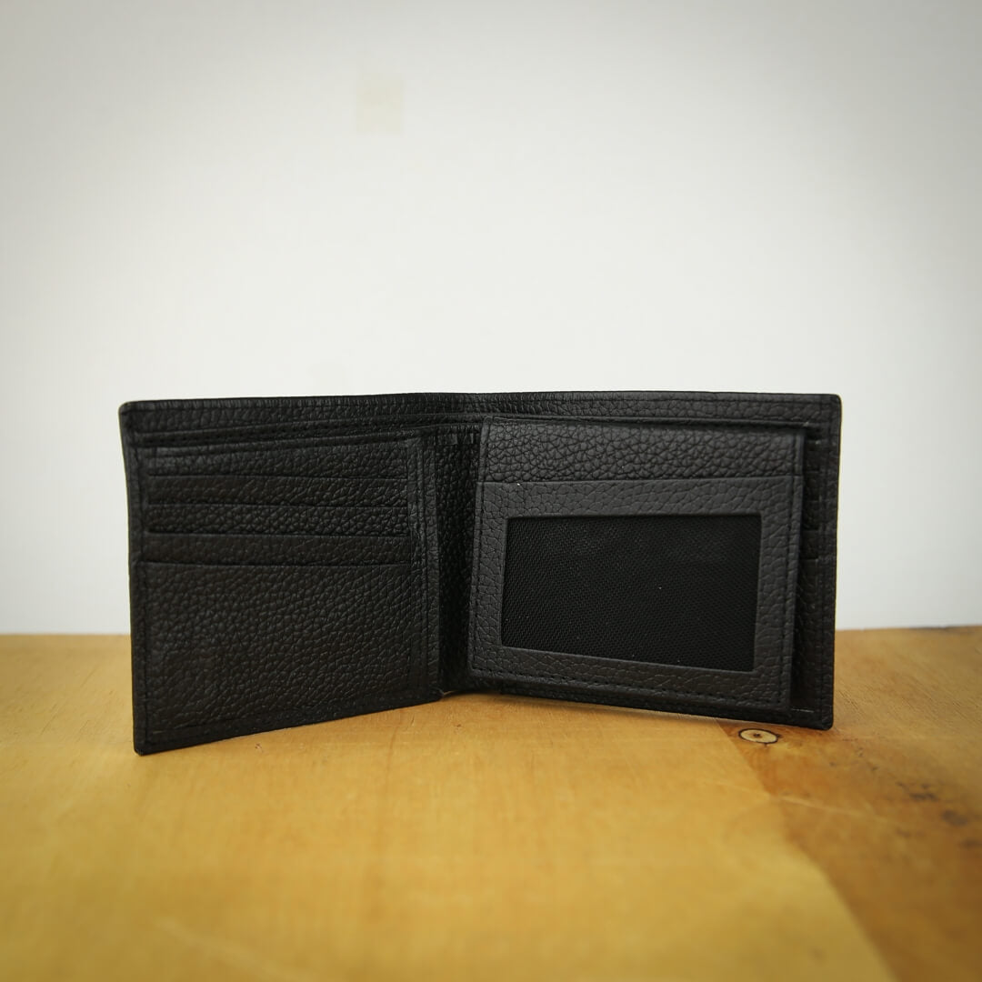Textured Bi-Fold Slim Cow Leather Wallet
