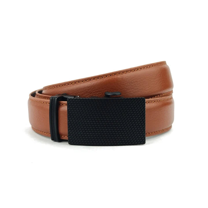 Pattern Black Tan Pattern - Top Grain No Hole Leather Belt