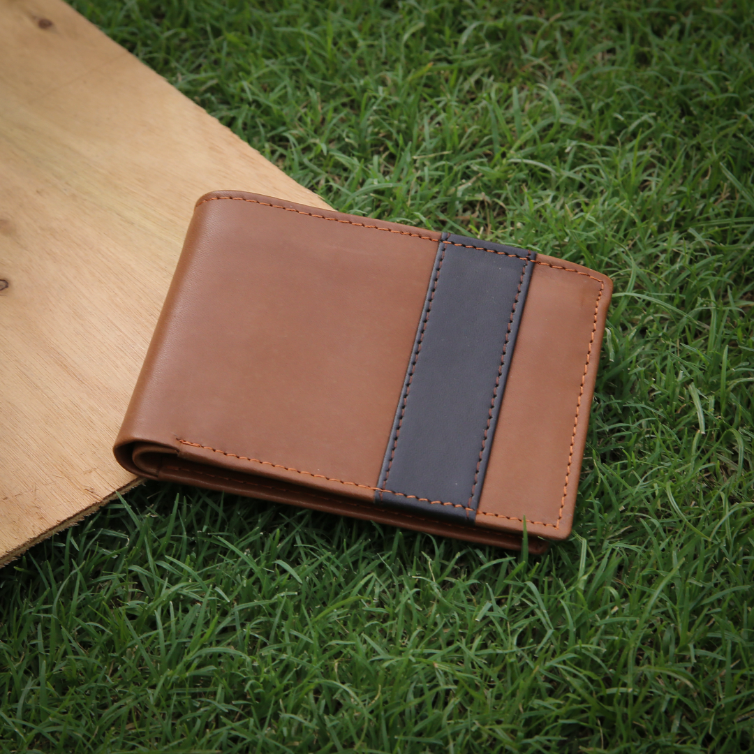 Camel Bi-Fold Slim Cow Leather Wallet