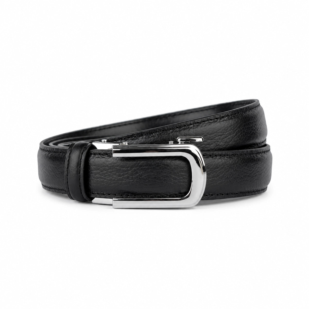 Chrome Dune Black - No Hole Slim Belt for Men