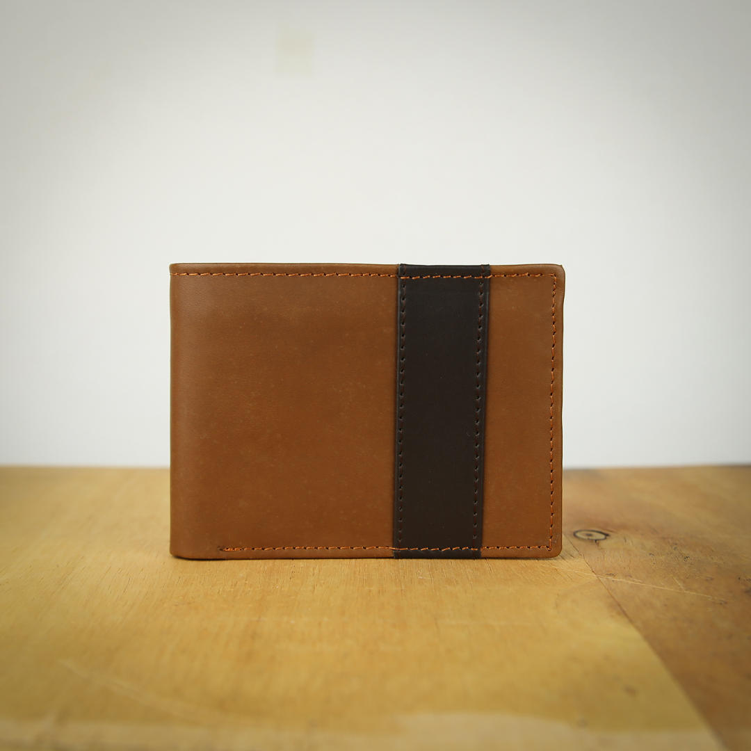 Camel Bi-Fold Slim Cow Leather Wallet