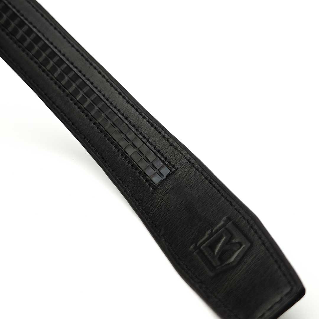 Gold Traditional- Plain Black Italian Leather Belt