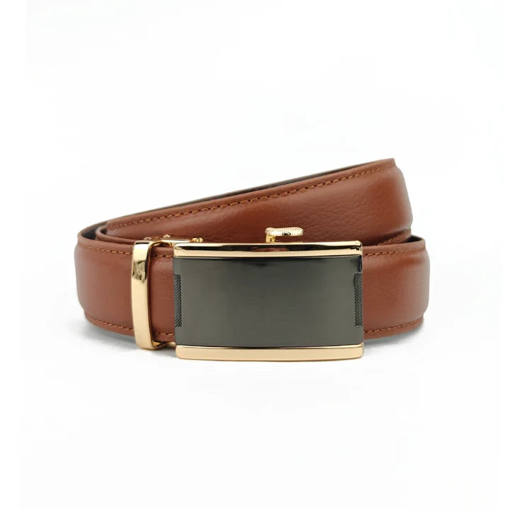 Traditional Gold Tan Pattern - Top Grain No Hole Leather Belt