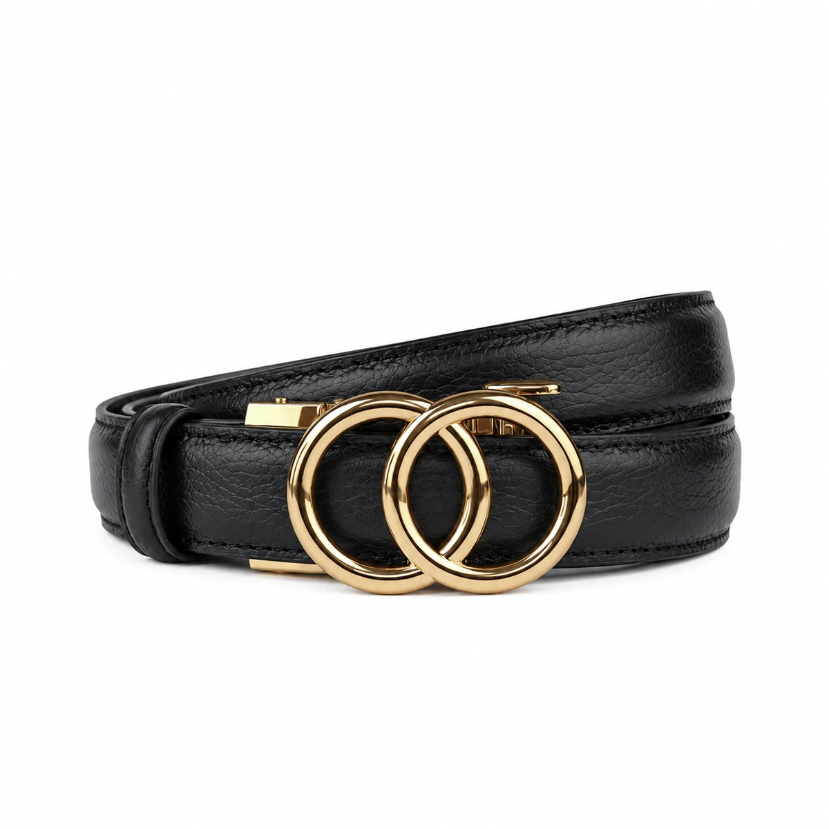 Gold Halo Black -No Hole Slim  Belt