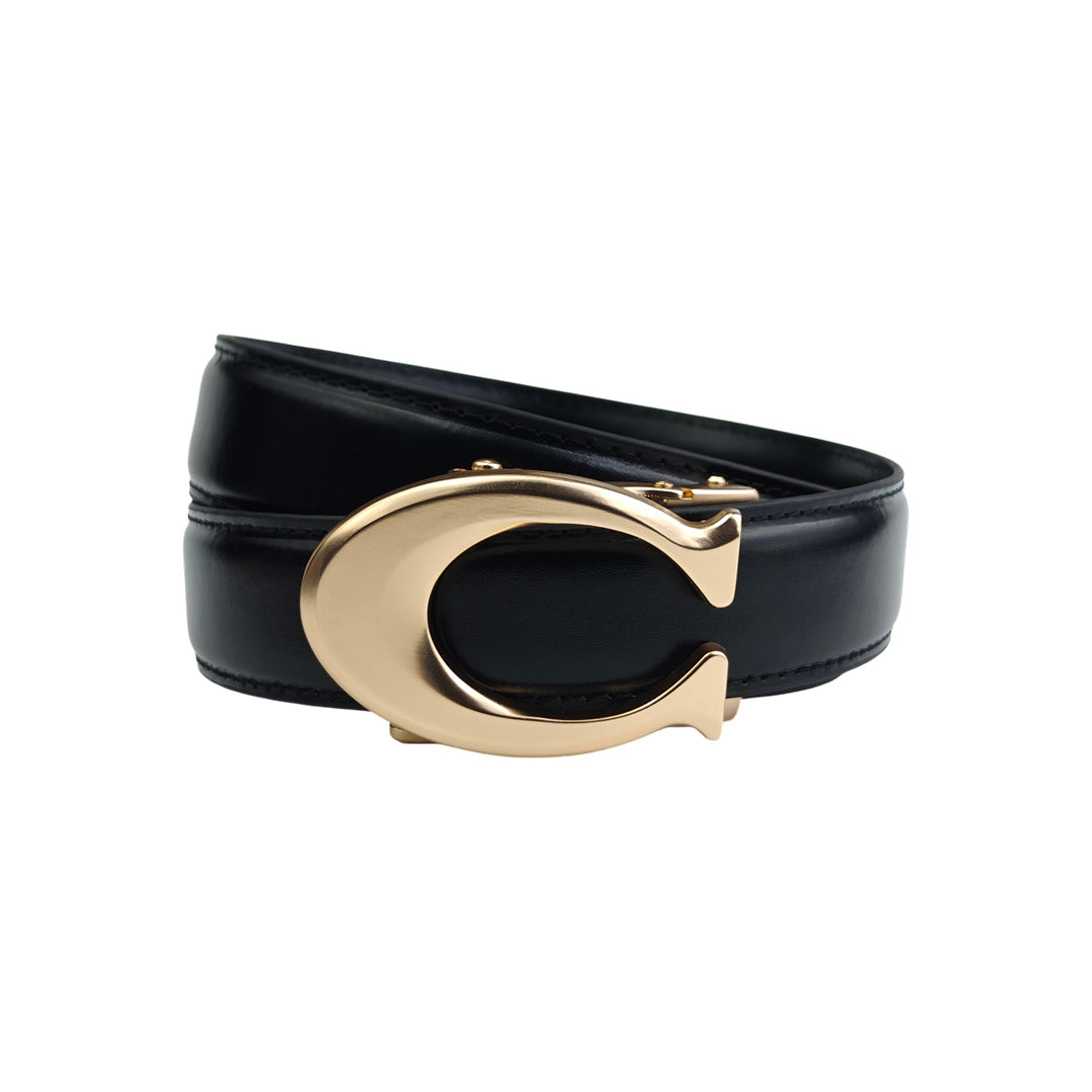 Curvy Gold Black  - No Hole Slim Belt