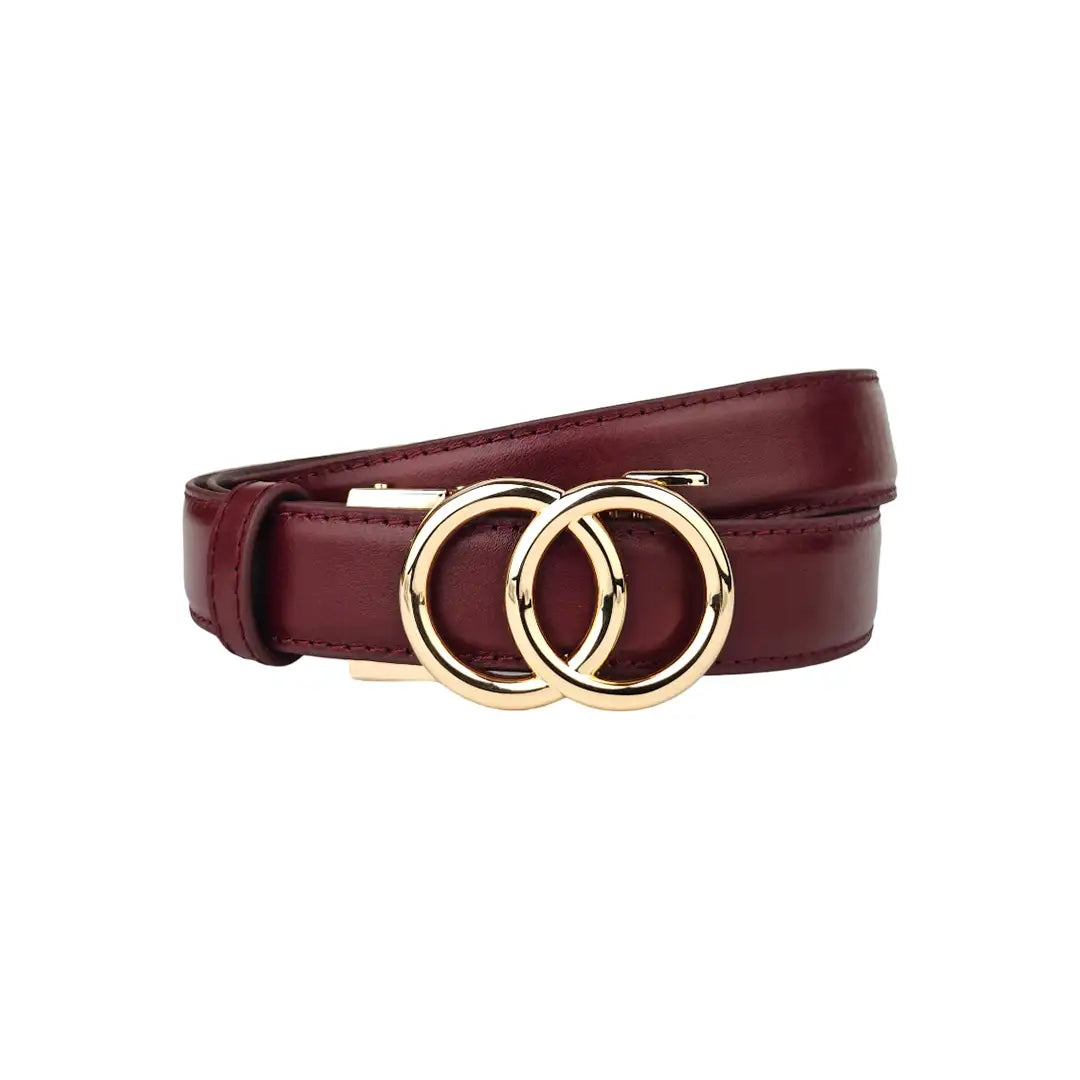 Gold Halo Burgundy - No Hole Slim Belt