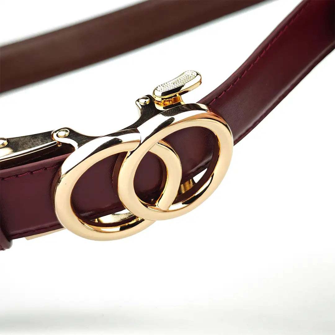 Gold Halo Burgundy - No Hole Slim Belt