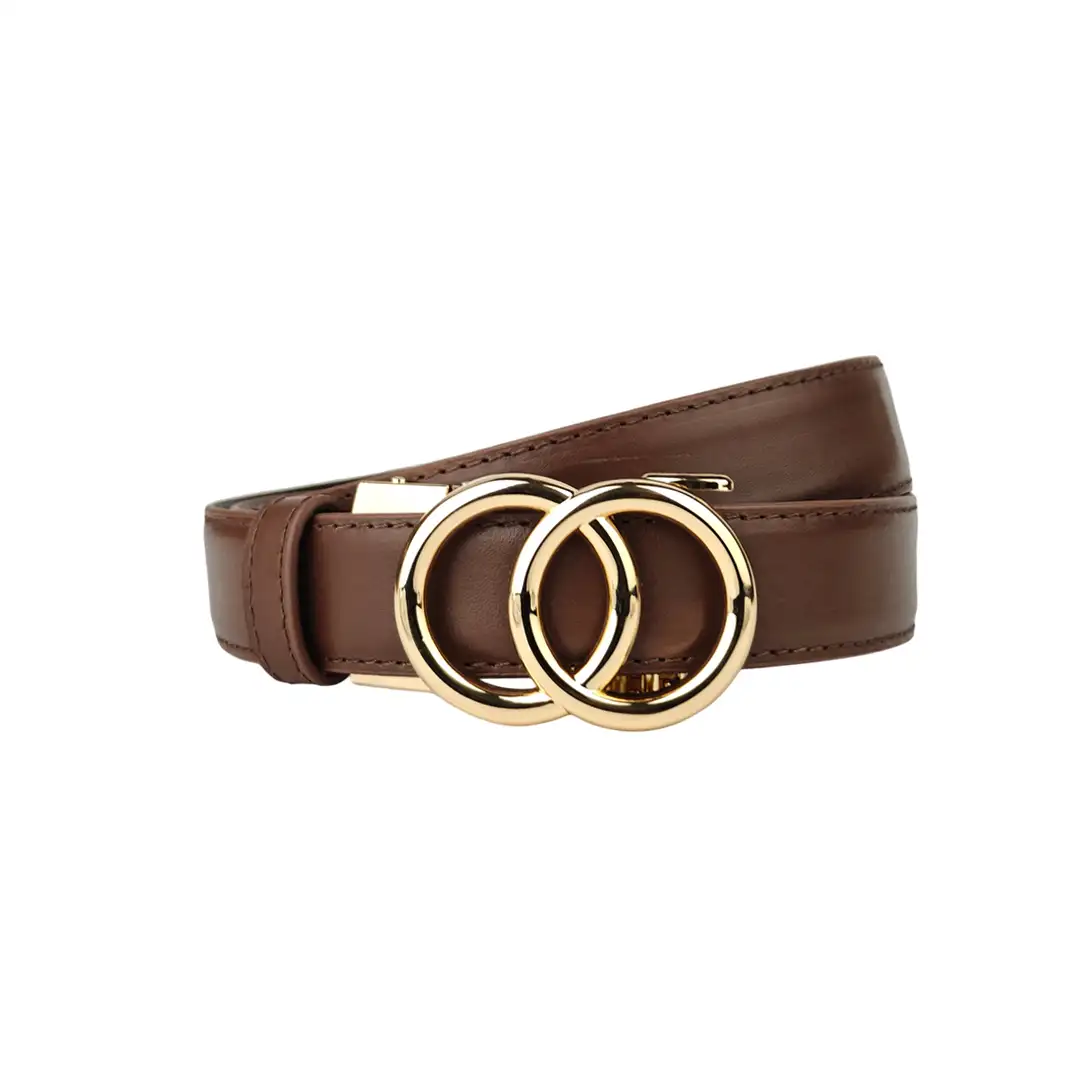 Gold Halo Mocca- No Hole Slim Belt