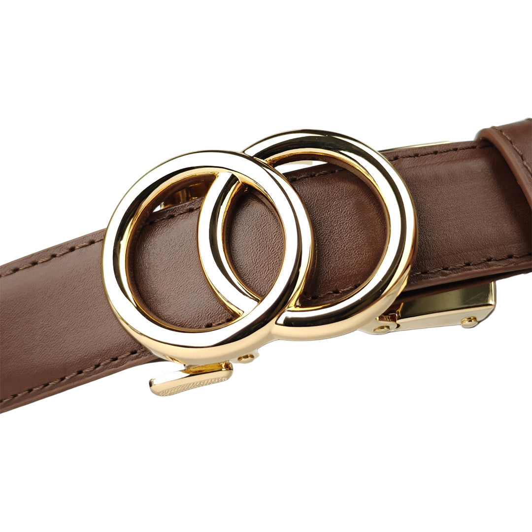 Gold Halo Mocca- No Hole Slim Belt