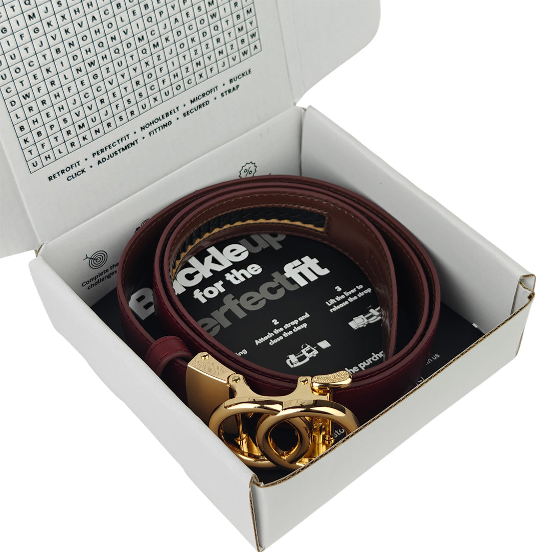 Gold Halo Burgundy - No Hole Slim Belt