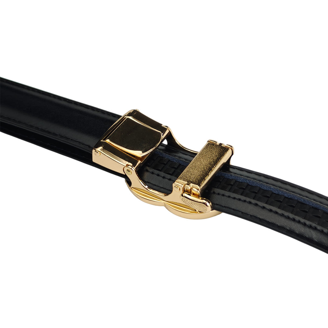Gold Halo Black -No Hole Slim  Belt