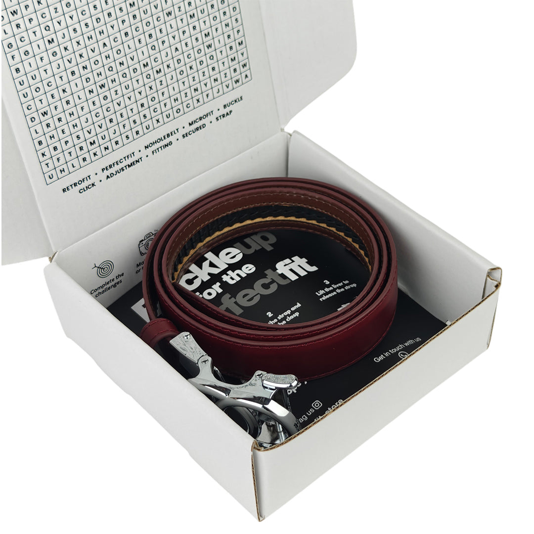 Chrome Halo Burgundy - No Hole Slim Belt