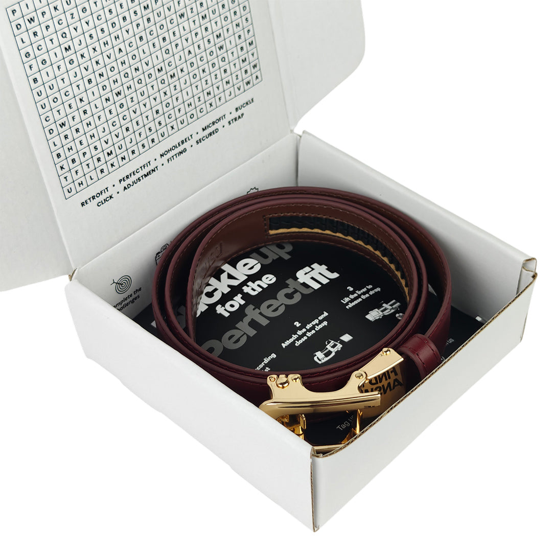 Gold Dune Burgundy - No Hole Slim Belt