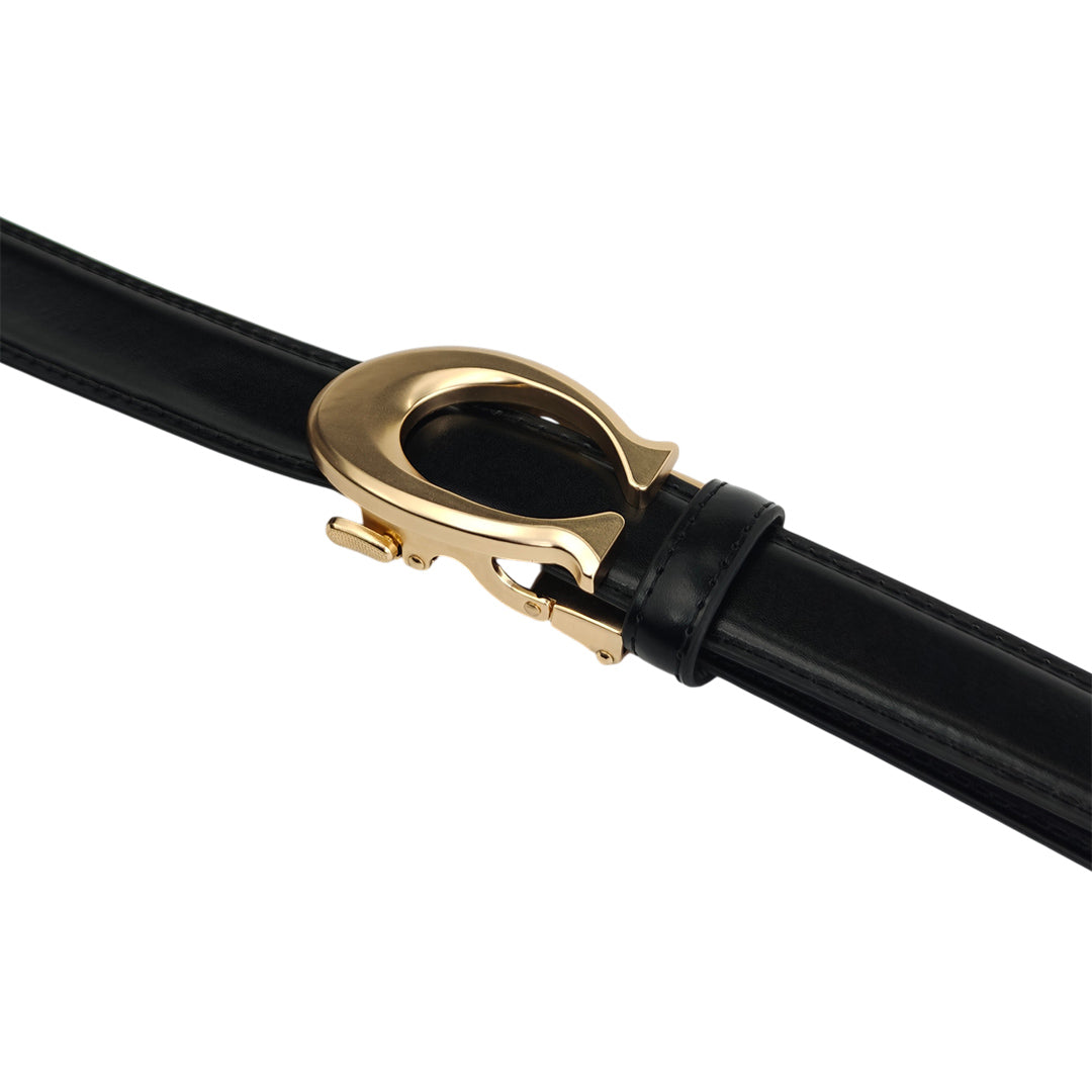 Curvy Gold Black  - No Hole Slim Belt
