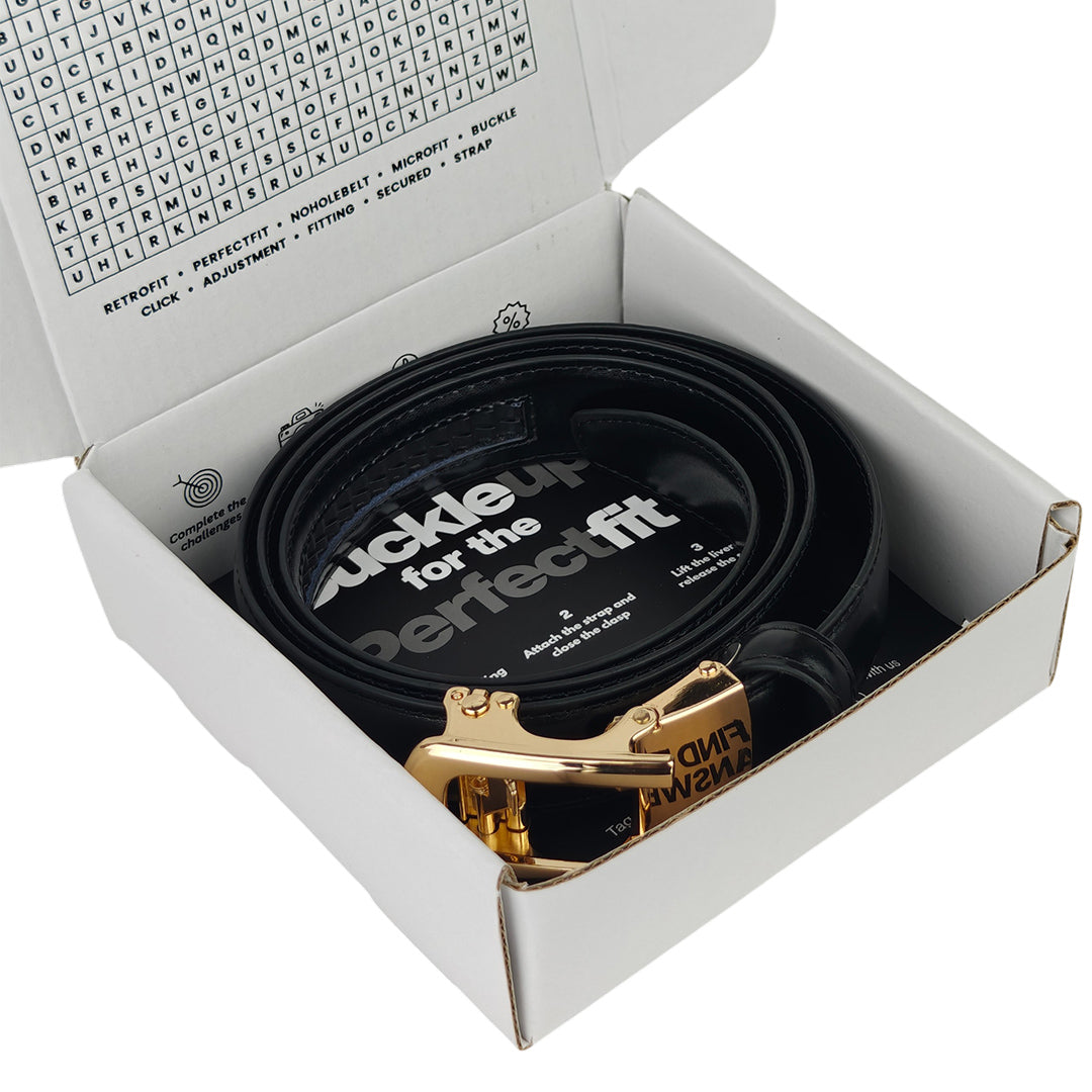 Gold Dune Black - No Hole Slim Belt