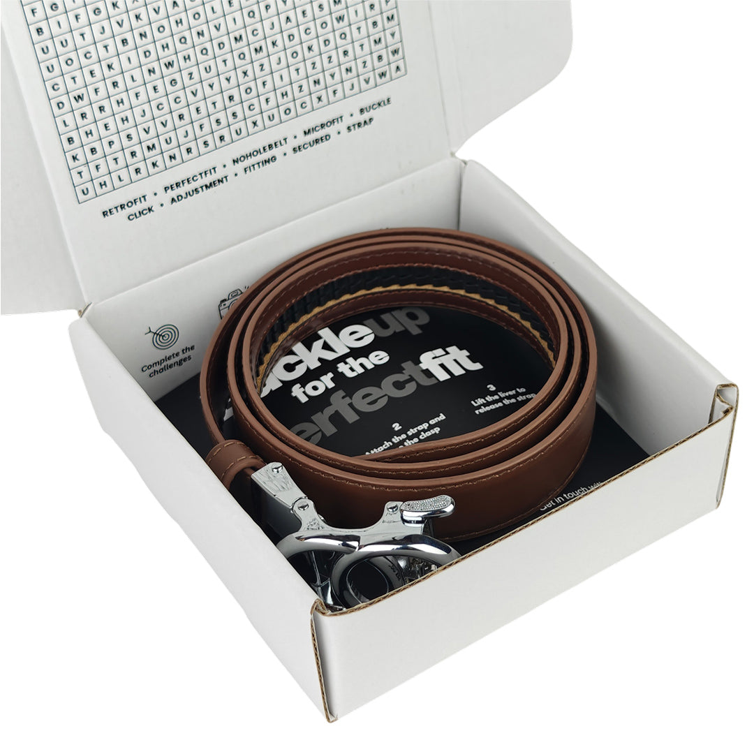 Chrome halo Mocca- No Hole Slim Belt