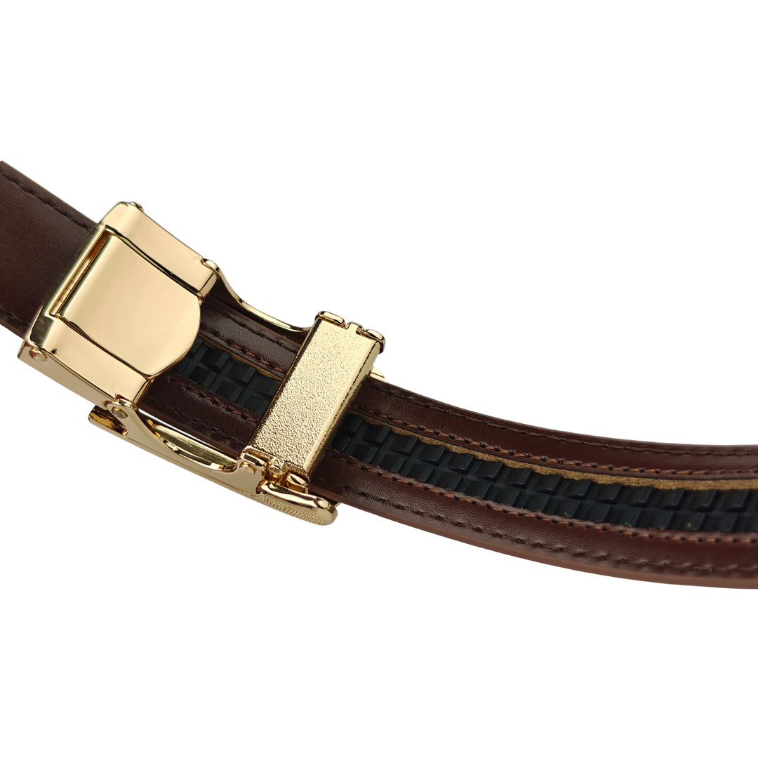 Gold Halo Mocca- No Hole Slim Belt