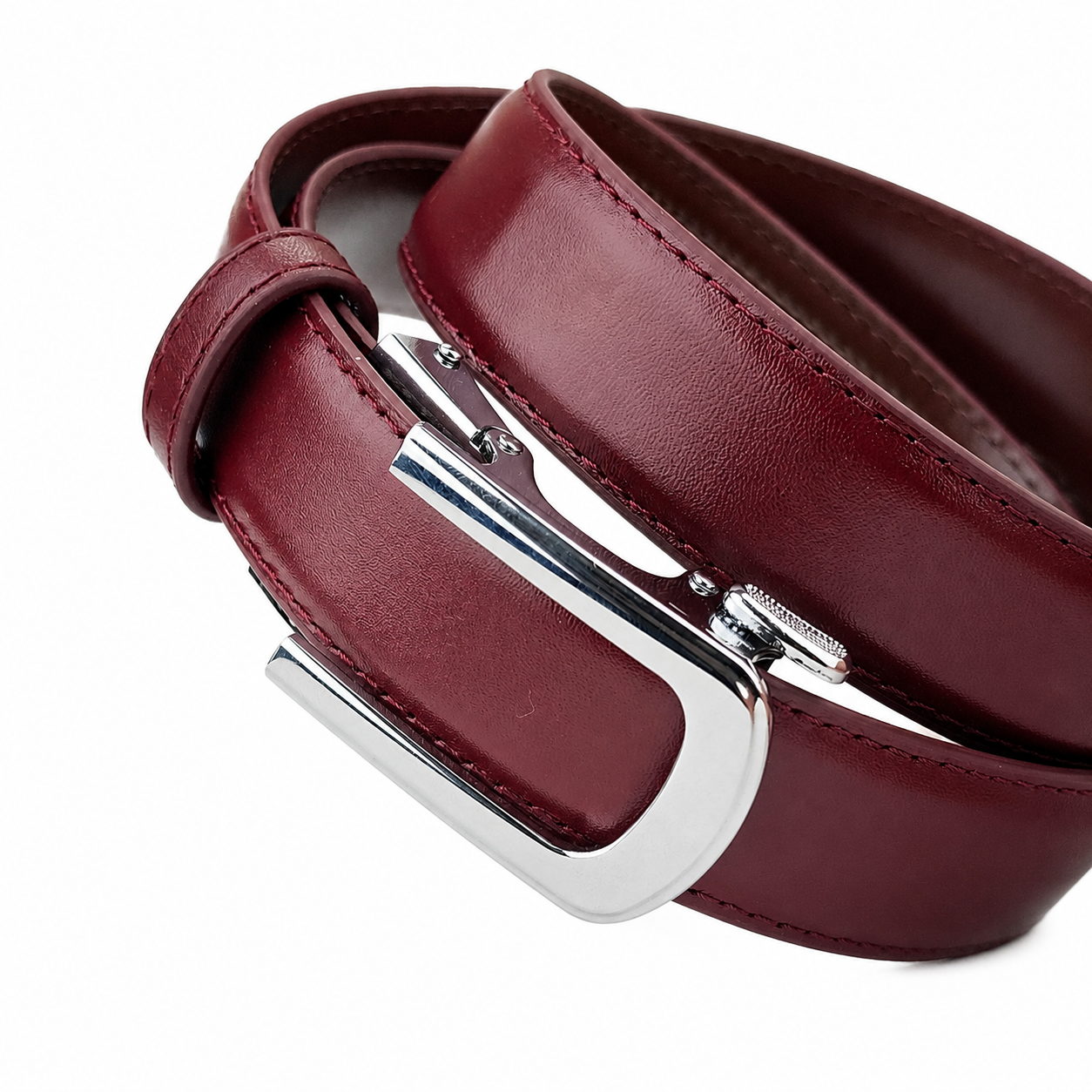 Chrome Dune Burgundy- No Hole Slim Belt for Men