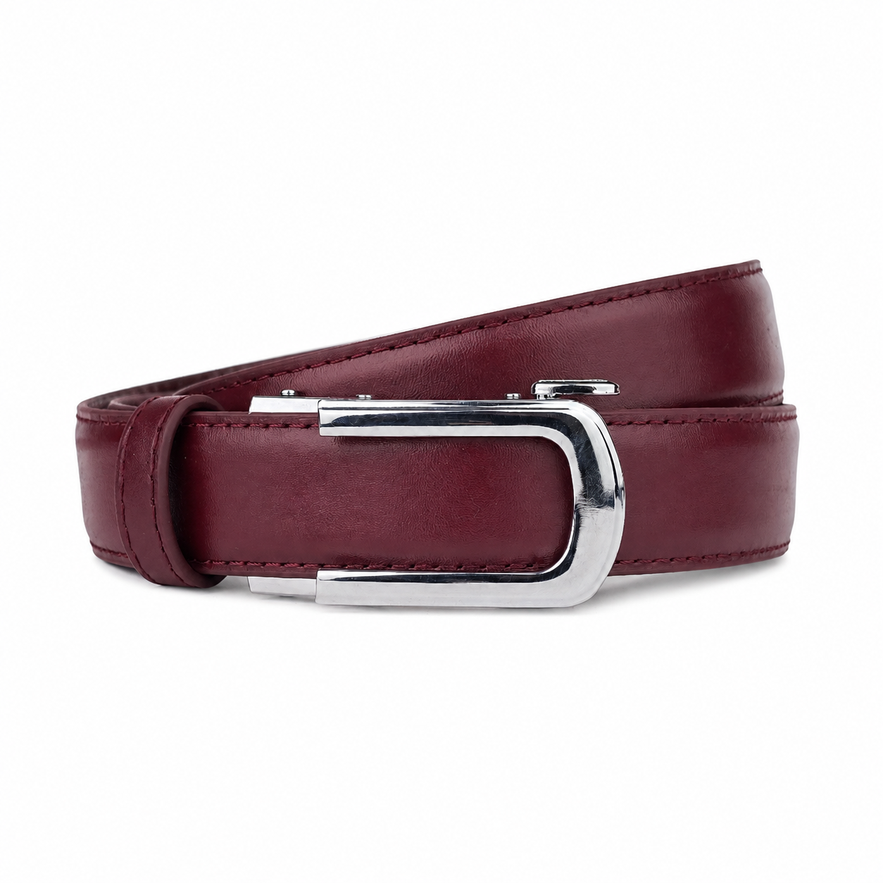 Chrome Dune Burgundy- No Hole Slim Belt for Men