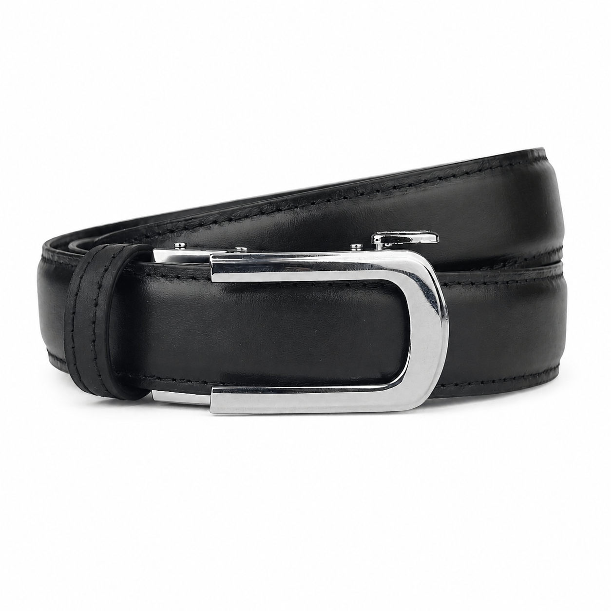Chrome Dune Black - No Hole Slim Belt for Men
