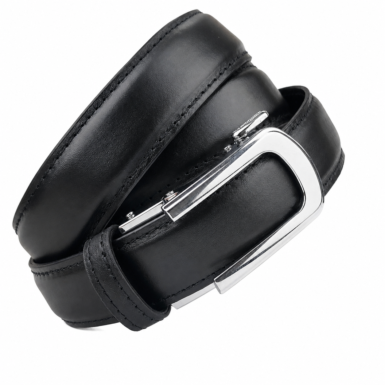 Chrome Dune Black - No Hole Slim Belt for Men