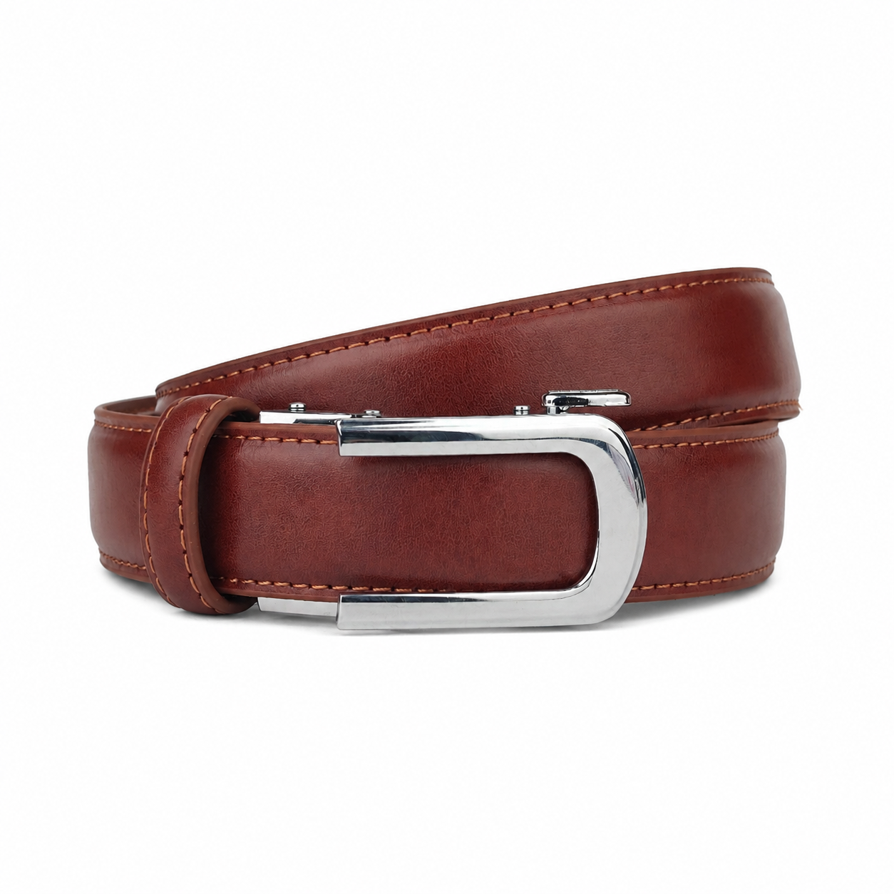 Chrome Dune Rust- No Hole Slim Belt for Men