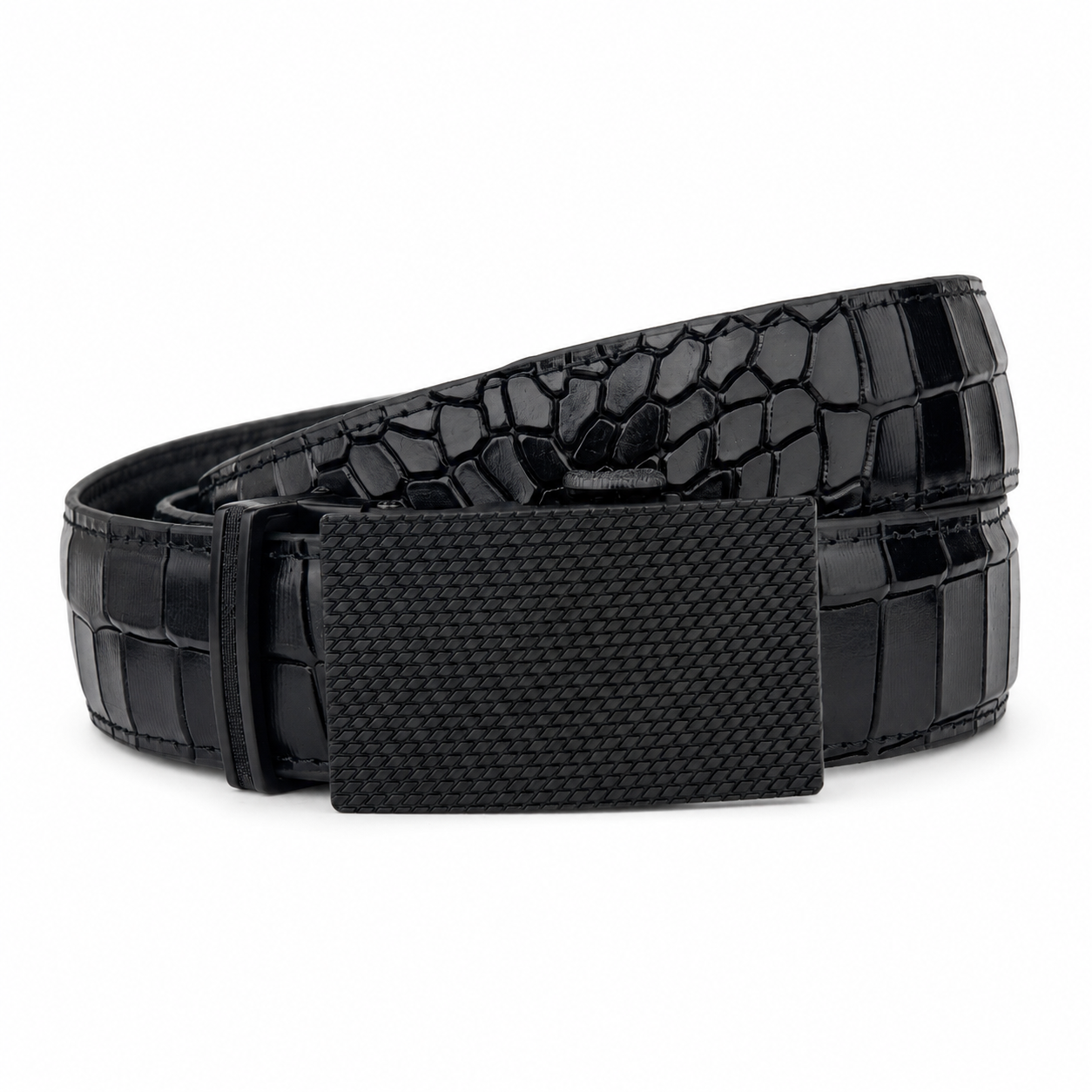 Patched Black - Top Grain No Hole Leather Belt