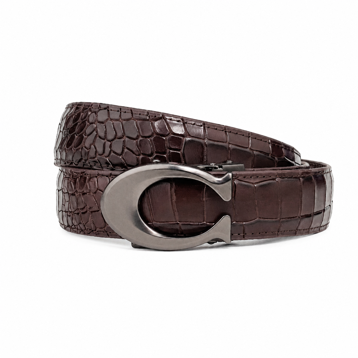 Curvy Charcoal - Top Grain No Hole Leather Belt
