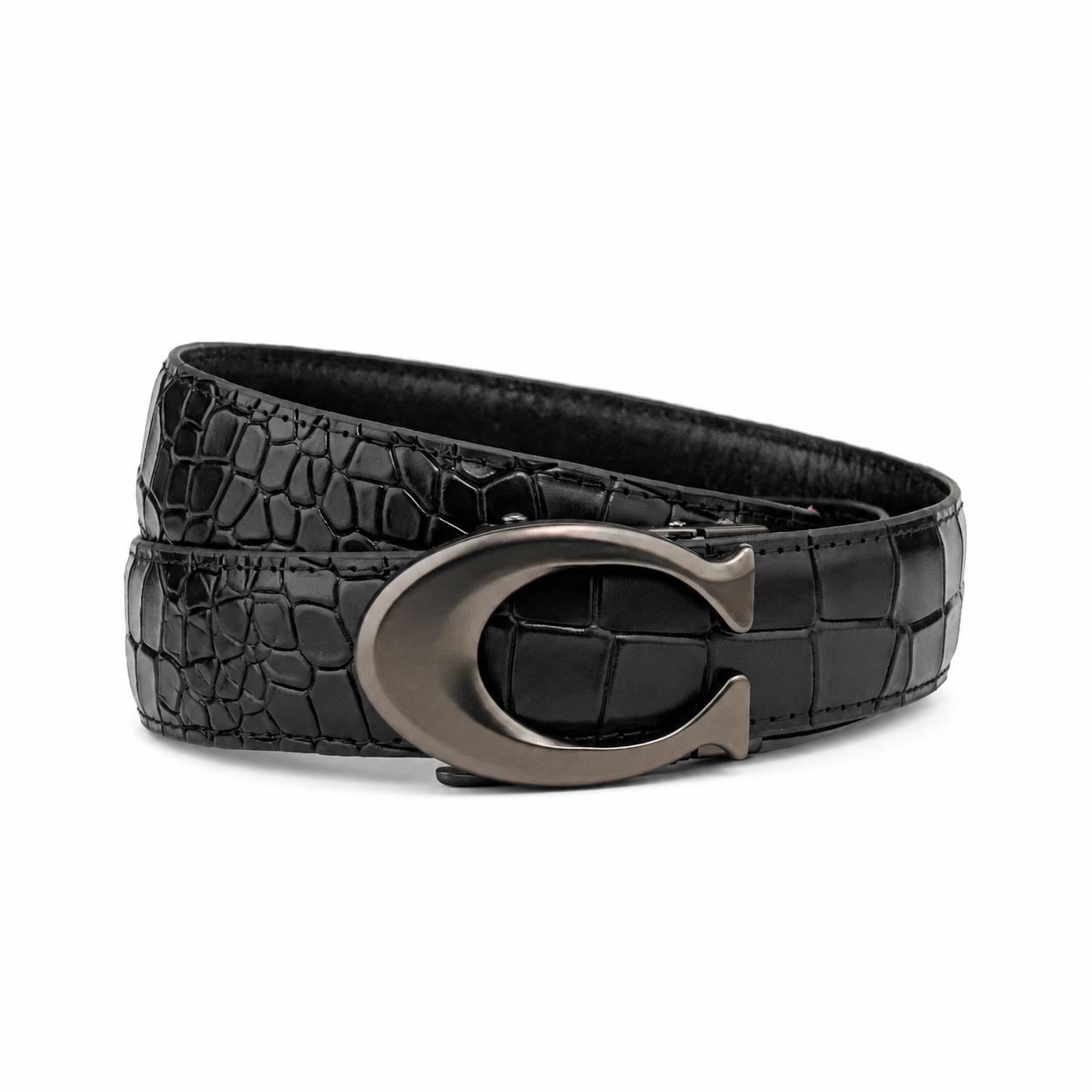 Curvy Charcoal - Top Grain No Hole Leather Belt
