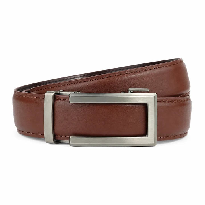 Classic Champagne Tan Brown- Top Grain No Hole Leather Belt