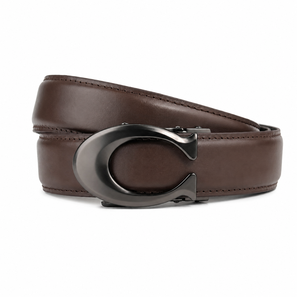 Curvy Charcoal - Top Grain No Hole Leather Belt