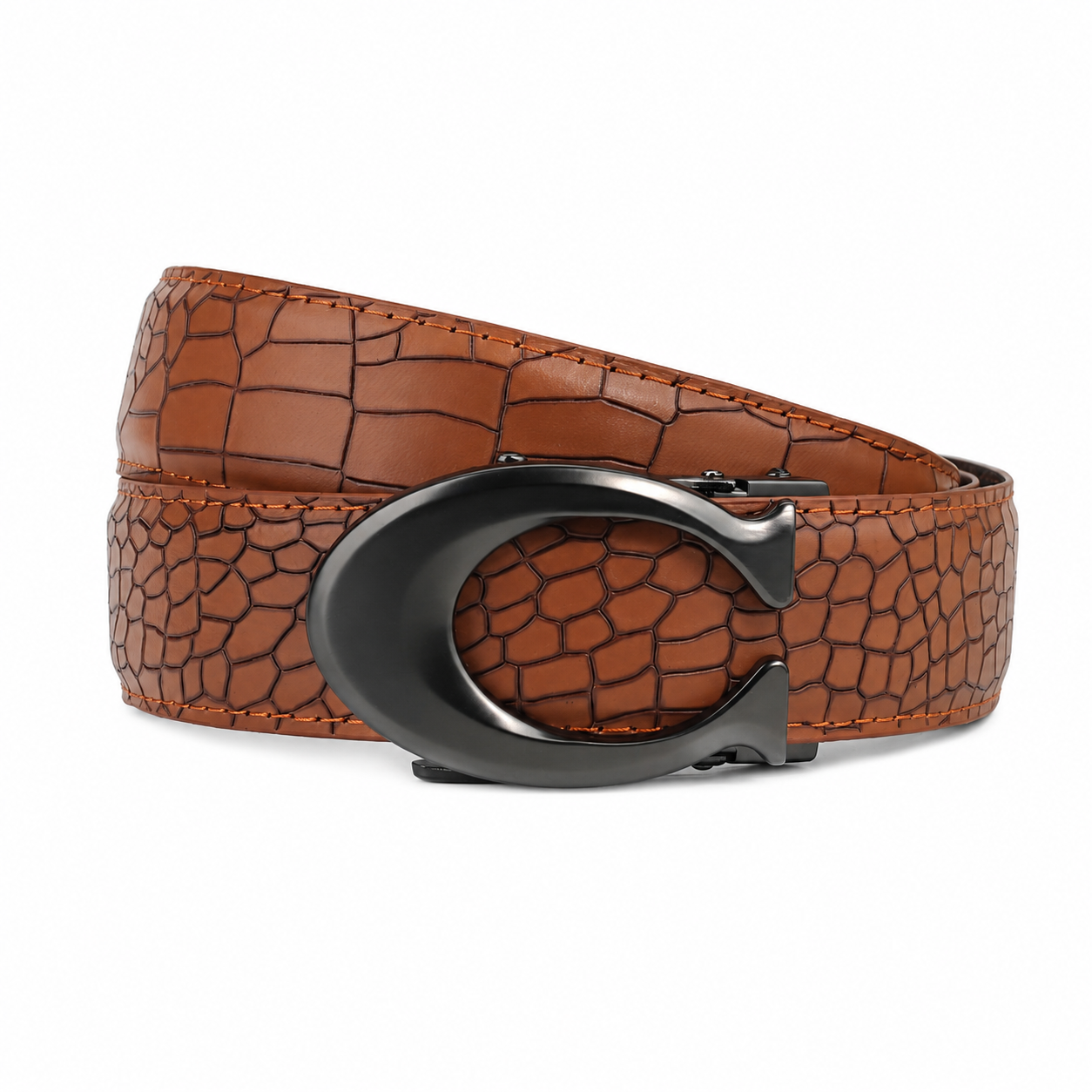 Curvy Charcoal - Top Grain No Hole Leather Belt