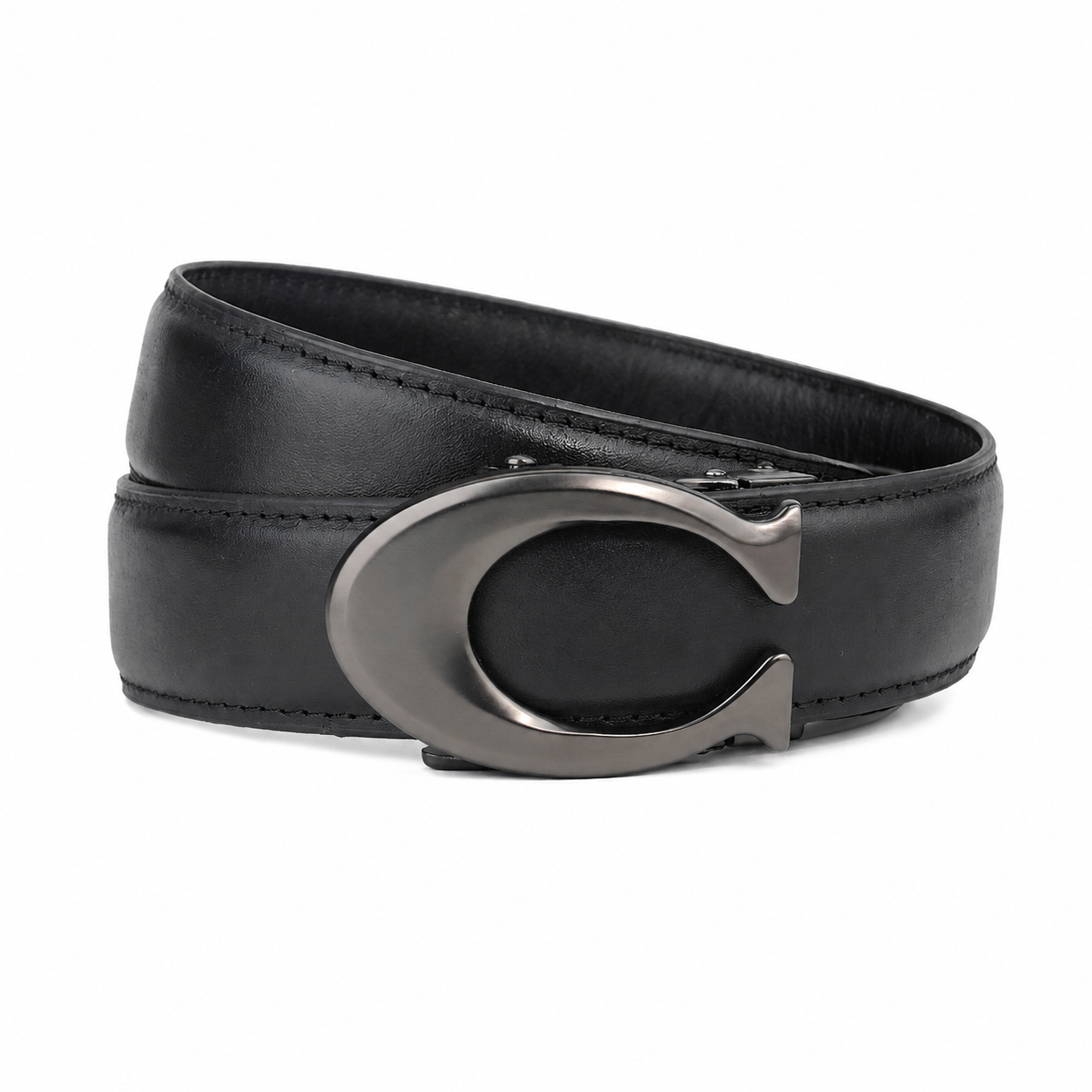 Curvy Charcoal - Top Grain No Hole Leather Belt