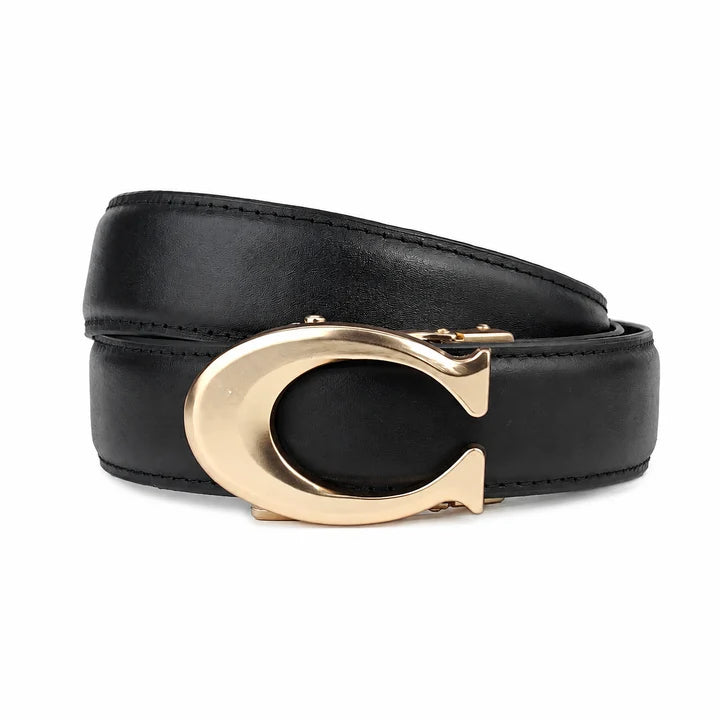 Curvy Gold- Top Grain No Hole Leather Belt