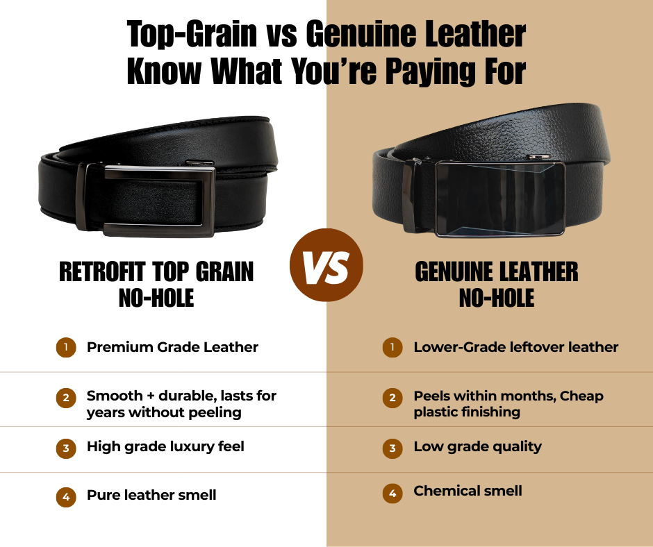 LV- Top Grain No Hole Leather Belt