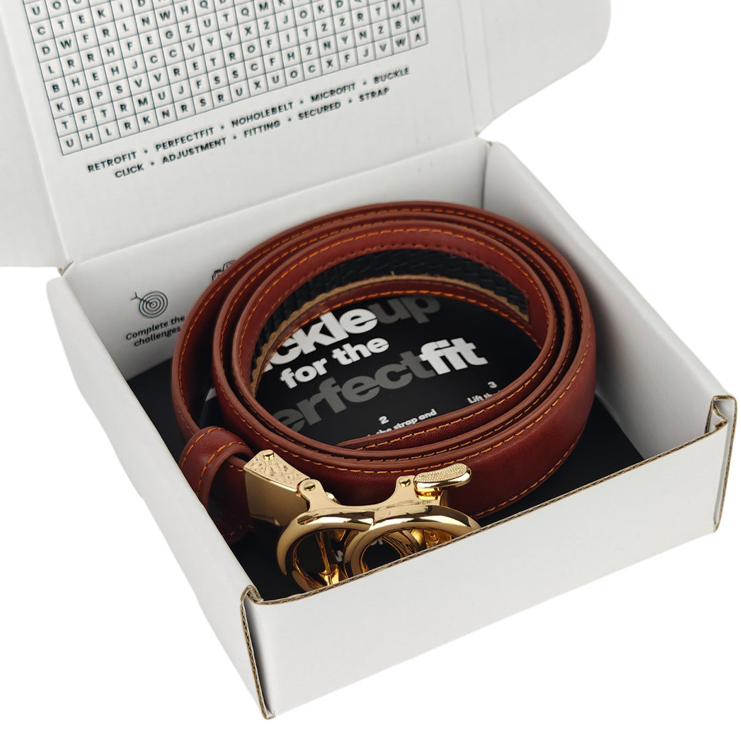 Gold Halo Rust- No Hole Slim Belt