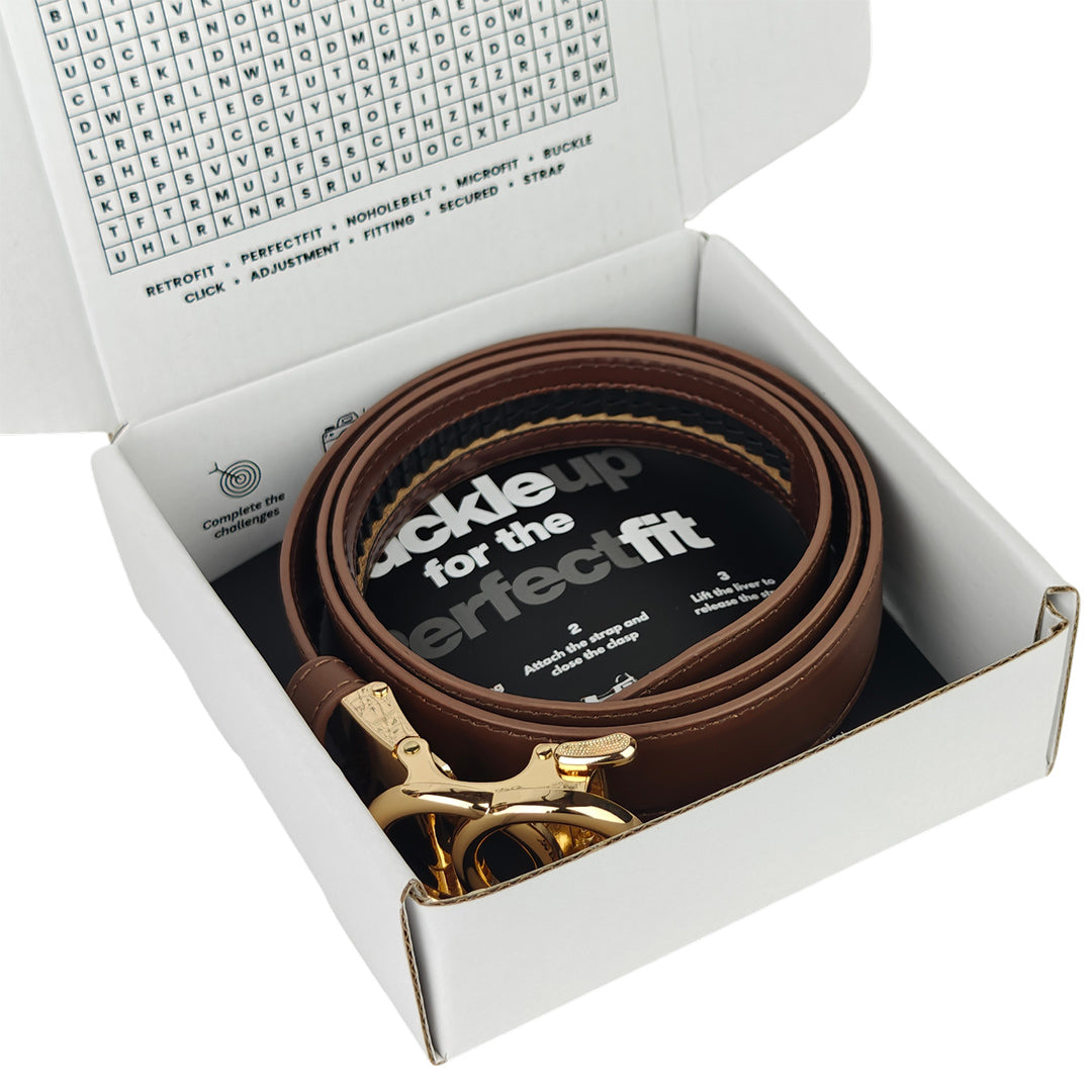 Gold Halo Mocca- No Hole Slim Belt