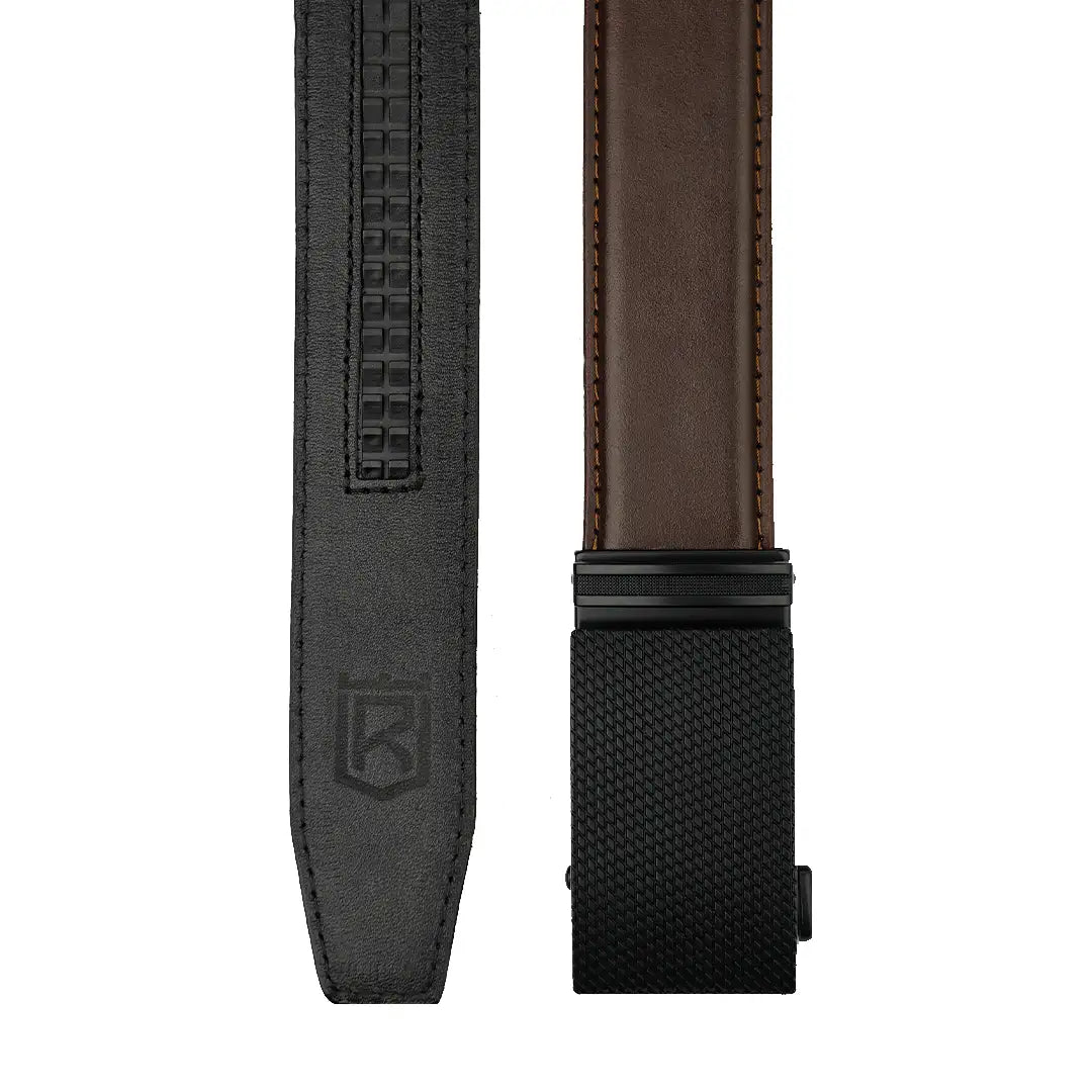 Patched Black - Top Grain No Hole Leather Belt