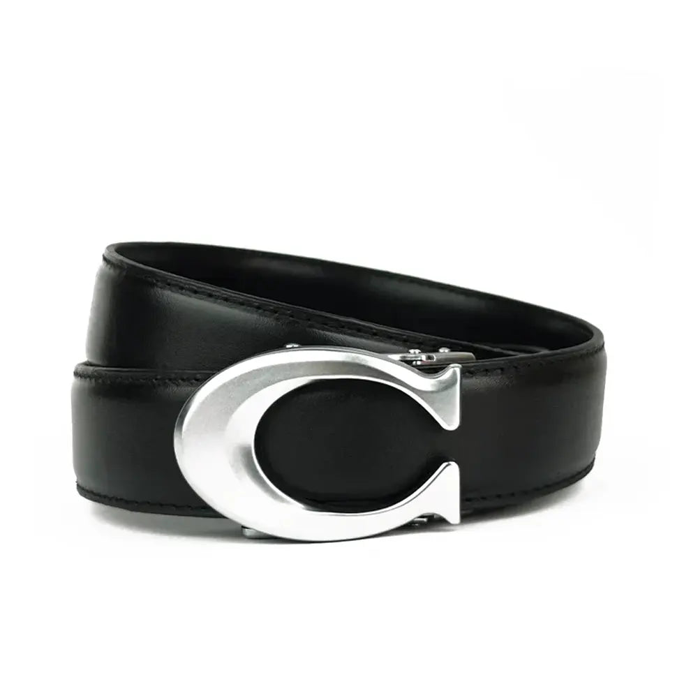 Curvy Silver - Top Grain No Hole Leather Belt