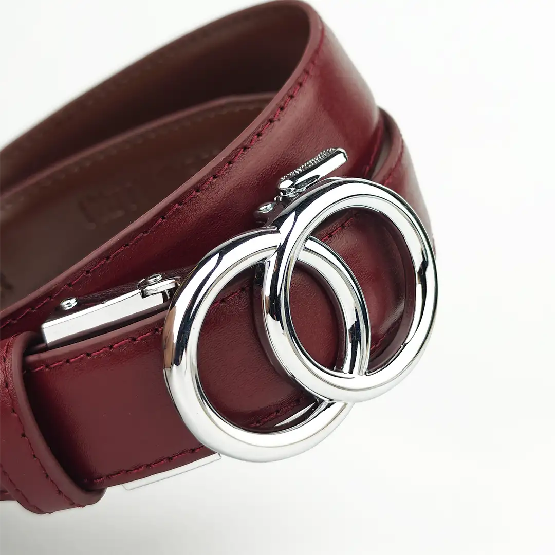 Chrome Halo Burgundy - No Hole Slim Belt