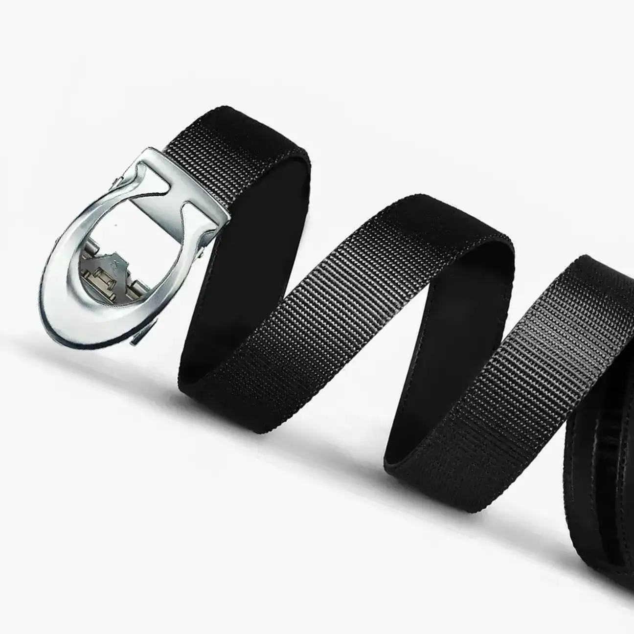 Curvy Silver- No-Hole Nylon Belt