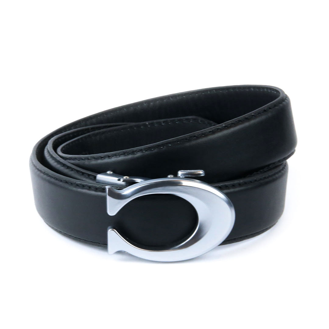 Curvy Silver- Top Grain Leather Black